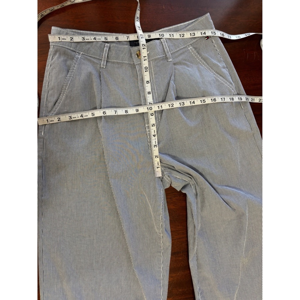 Tommy Hilfiger Womens Seersucker Wide Leg Crop Pants 10 Preppy Nautical Coastal - Picture 5 of 8